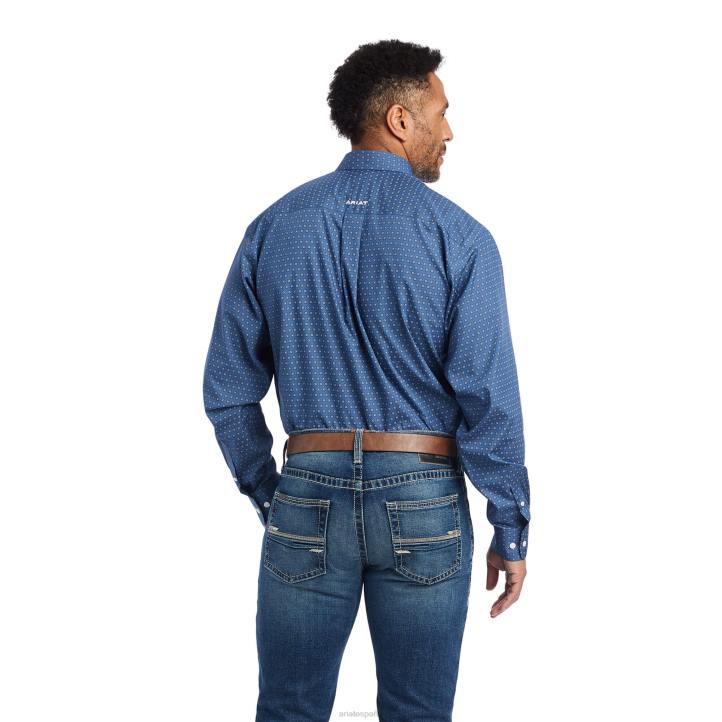 camisa ajustada eaden sin arrugas Ariat hombres verdadera marina tapas 044J1004