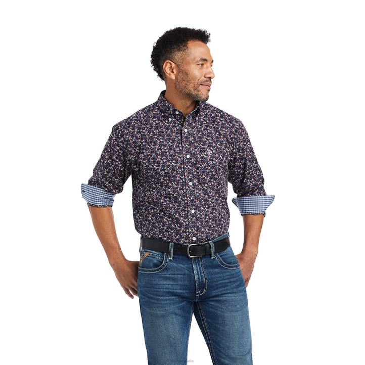 camisa ajustada elliott sin arrugas Ariat hombres negro tapas 044J1104