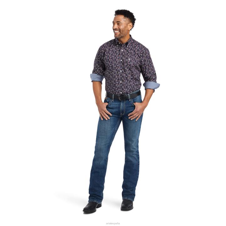 camisa ajustada elliott sin arrugas Ariat hombres negro tapas 044J1104