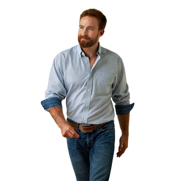 camisa ajustada emerson sin arrugas Ariat hombres blanco tapas 044J1167