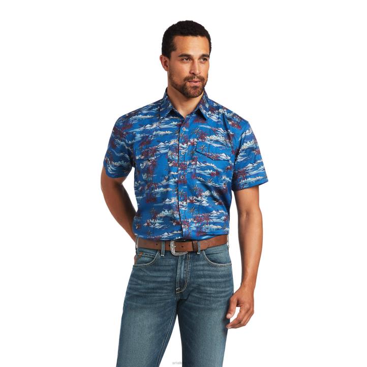 camisa ajustada estilo western venttek Ariat hombres impresión de la isla tapas 044J1236