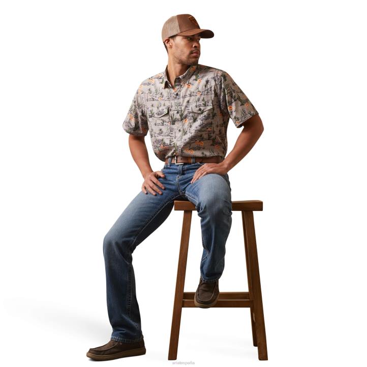 camisa ajustada estilo western venttek Ariat hombres paloma paisaje del desierto tapas 044J1143