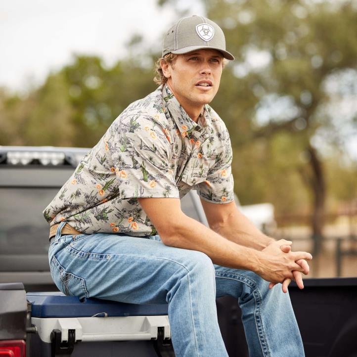 camisa ajustada estilo western venttek Ariat hombres paloma paisaje del desierto tapas 044J1143