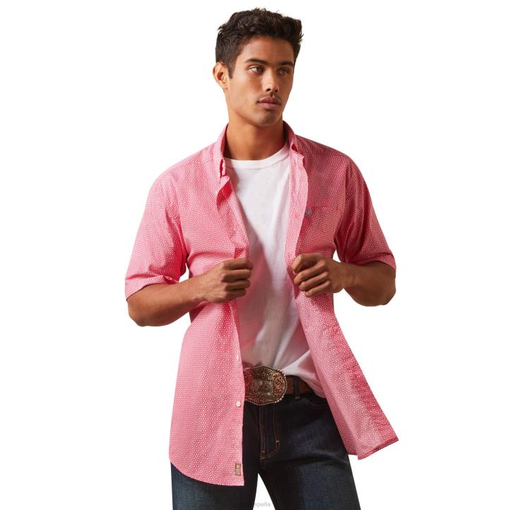 camisa ajustada iain Ariat hombres Rosa roja tapas 044J1102