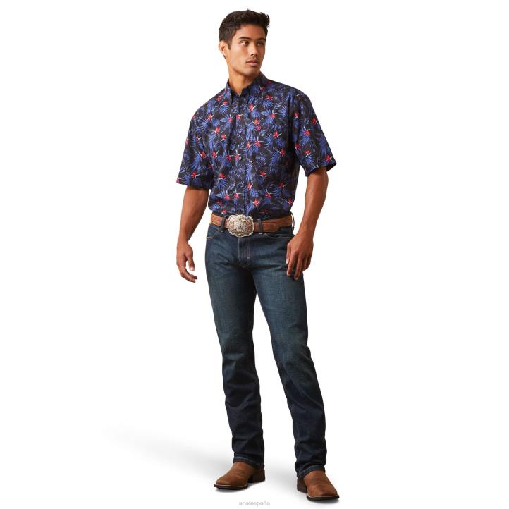 camisa ajustada ike Ariat hombres negro tapas 044J1348