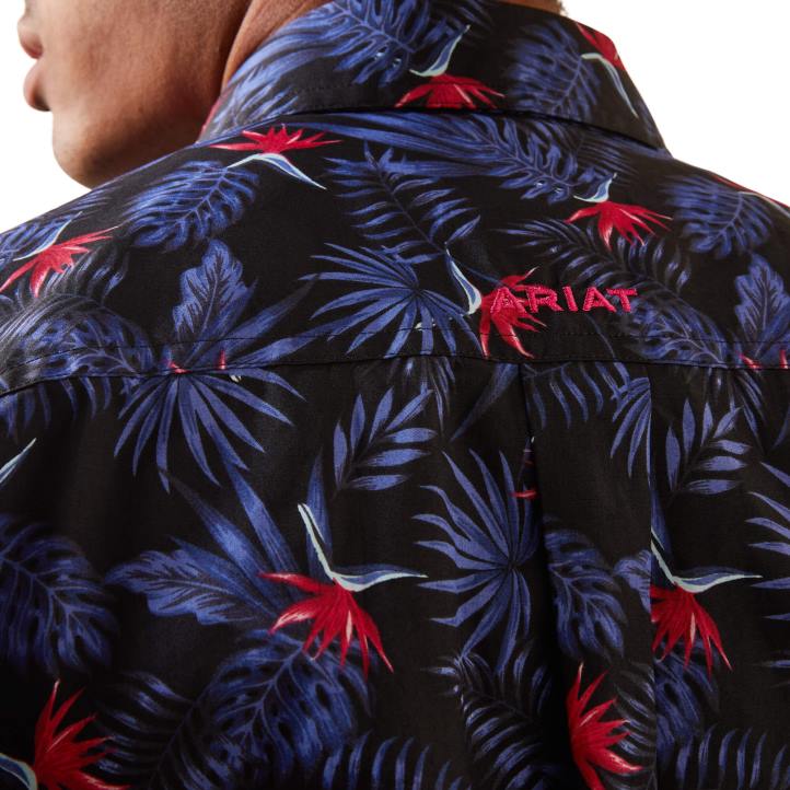 camisa ajustada ike Ariat hombres negro tapas 044J1348