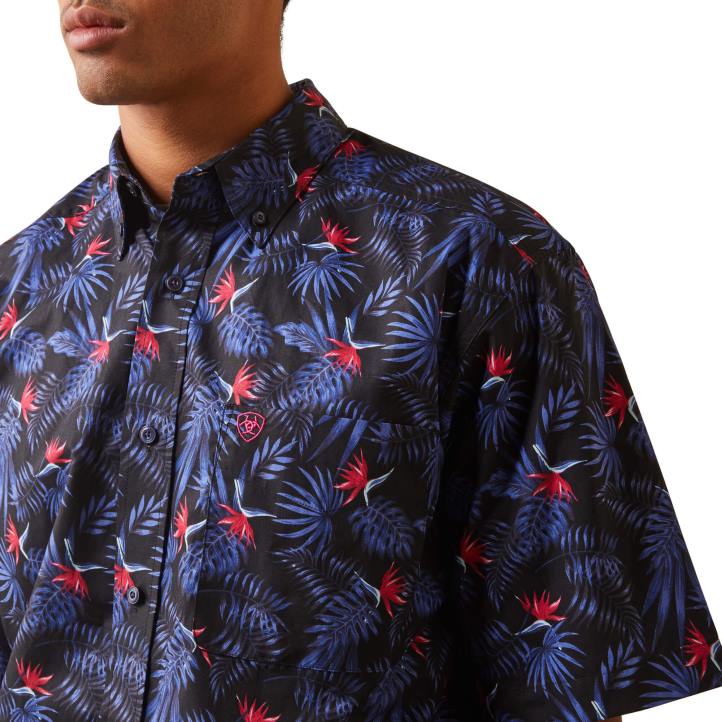 camisa ajustada ike Ariat hombres negro tapas 044J1348