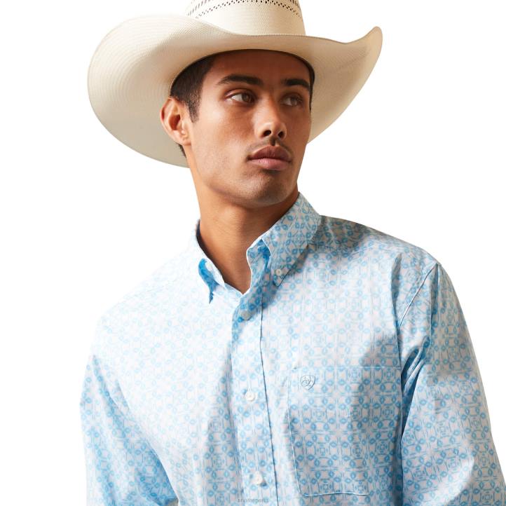 camisa ajustada iziah Ariat hombres blanco tapas 044J1347