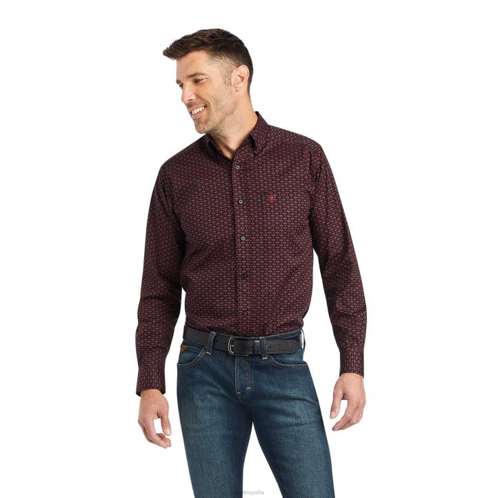 camisa ajustada kayne elástica Ariat hombres negro tapas 044J1095