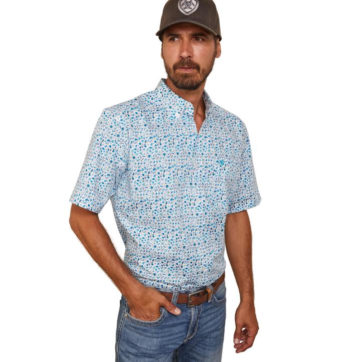 camisa ajustada kyle Ariat hombres blanco tapas 044J1084
