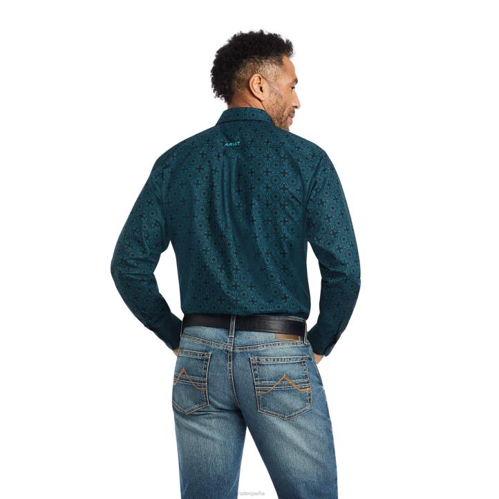 camisa ajustada kyler Ariat hombres profundidades del océano tapas 044J965