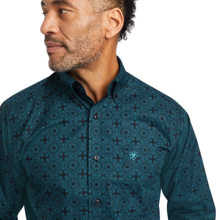 camisa ajustada kyler Ariat hombres profundidades del océano tapas 044J965