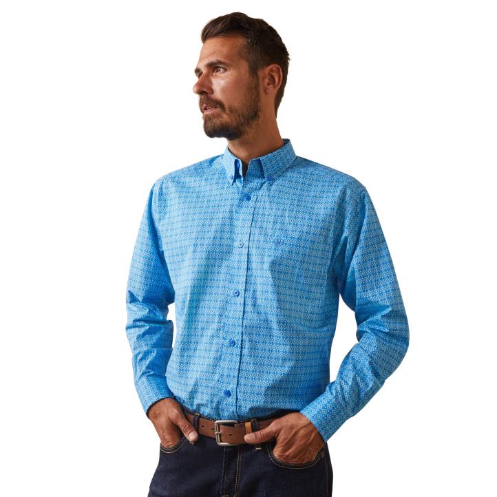 camisa ajustada lago Ariat hombres gruta azul tapas 044J1344