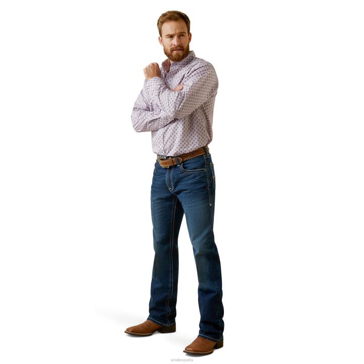 camisa ajustada merrick Ariat hombres lila tapas 044J1370