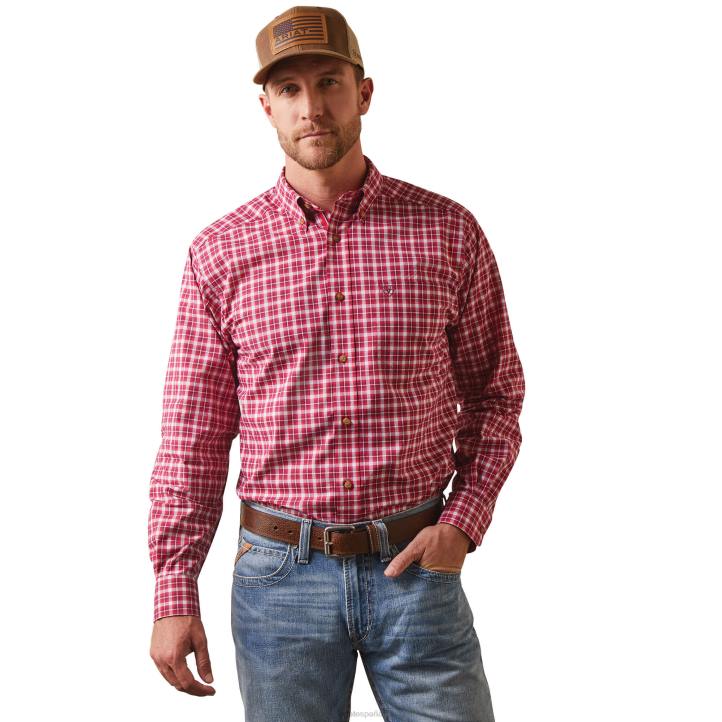 camisa ajustada pro series indiana Ariat hombres Rosa roja tapas 044J1168