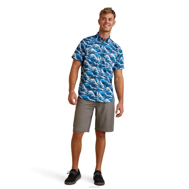 camisa ajustada venttek western aloha Ariat hombres océano hawaiano tapas 044J1362