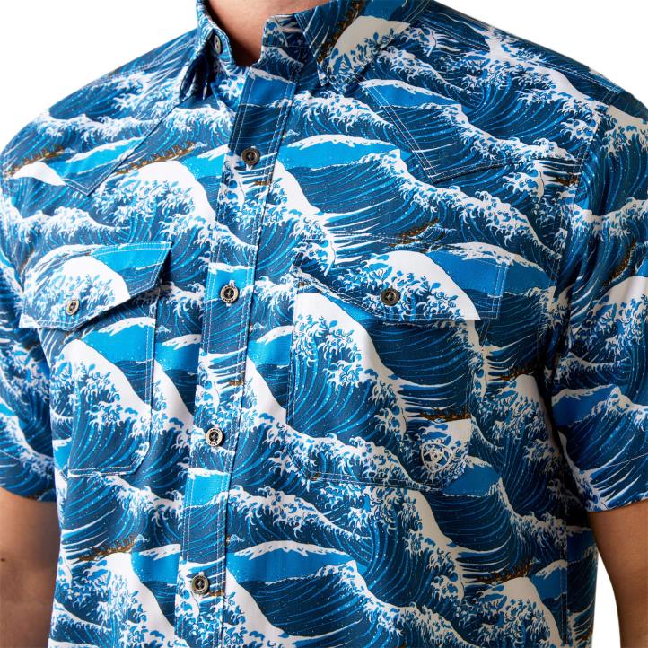 camisa ajustada venttek western aloha Ariat hombres océano hawaiano tapas 044J1362