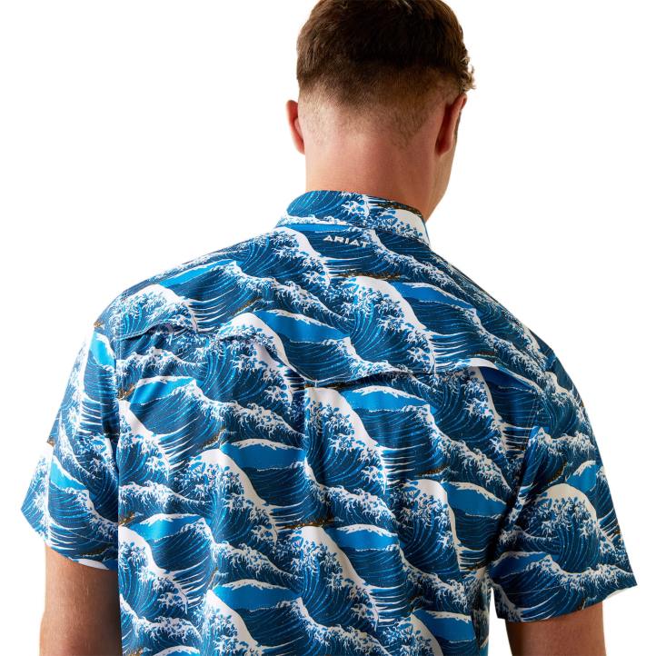 camisa ajustada venttek western aloha Ariat hombres océano hawaiano tapas 044J1362