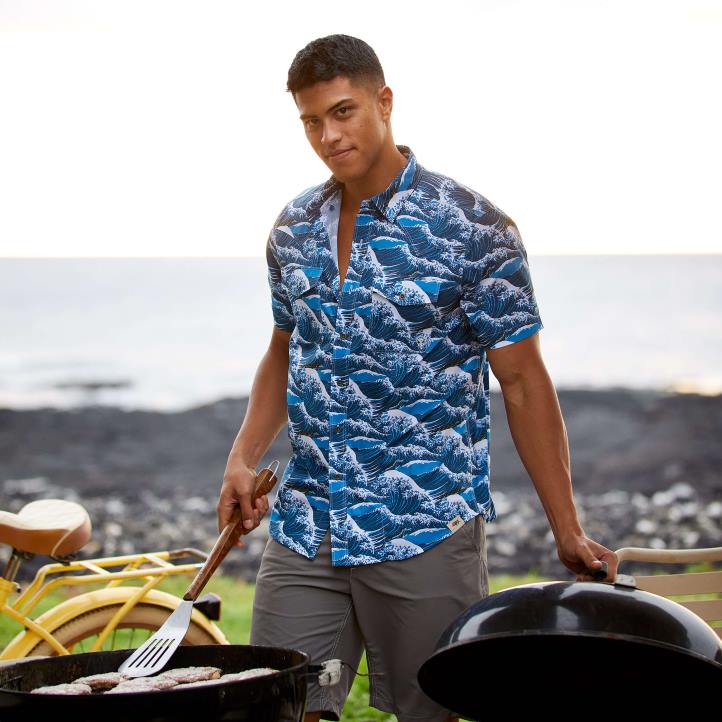 camisa ajustada venttek western aloha Ariat hombres océano hawaiano tapas 044J1362