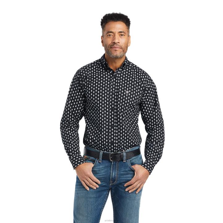 camisa ajustada washington Ariat hombres negro tapas 044J1237