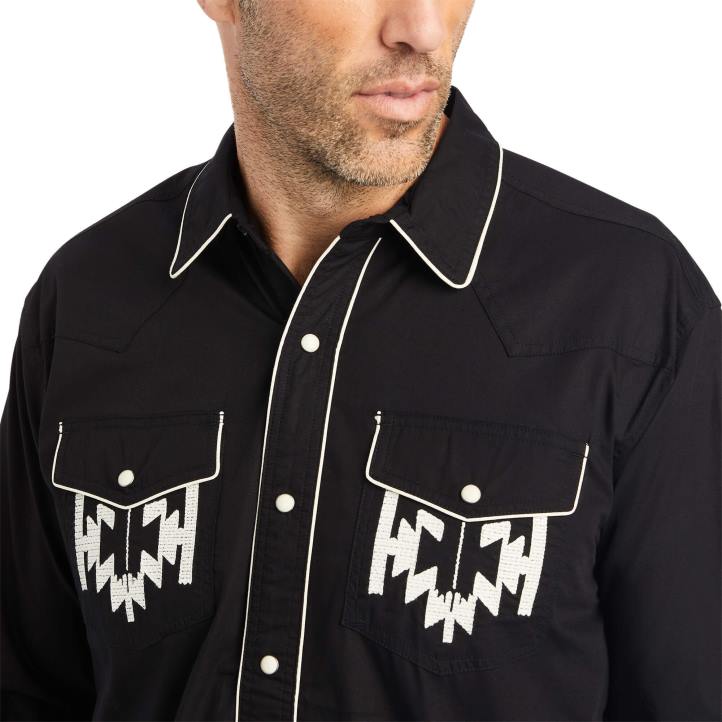 camisa chimayo retro Ariat hombres negro tapas 044J1097