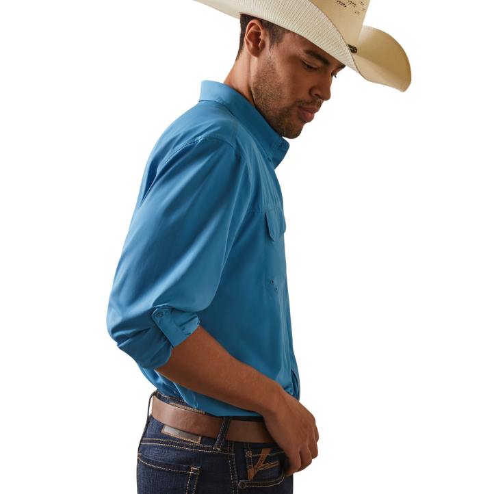 camisa de ajuste clásico de salida venttek Ariat hombres cendre azul tapas 044J1279