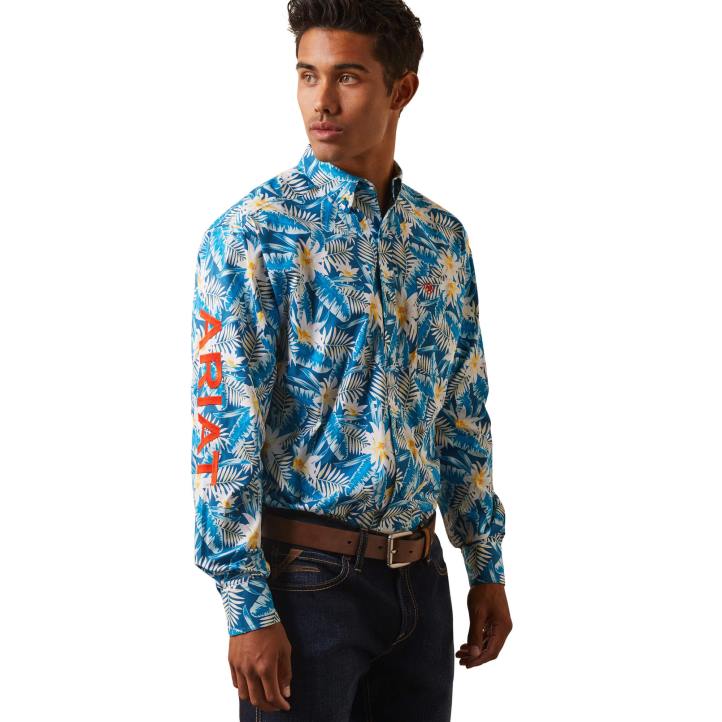 camisa de ajuste clásico del equipo spencer Ariat hombres azul de lyon tapas 044J1065