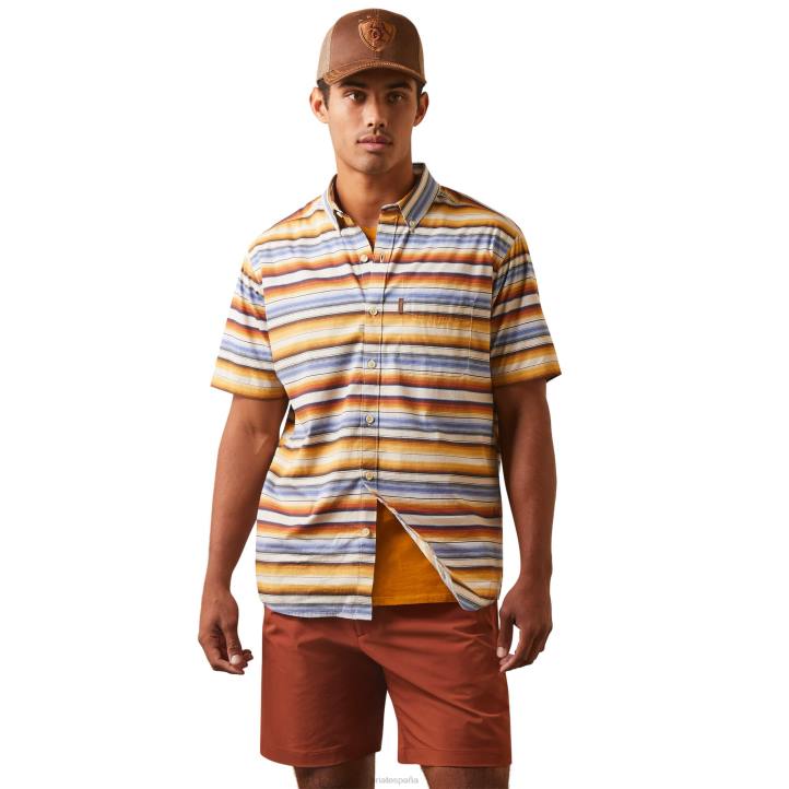 camisa de ajuste moderno elástica con sarape al atardecer Ariat hombres sarape dorado tapas 044J1353