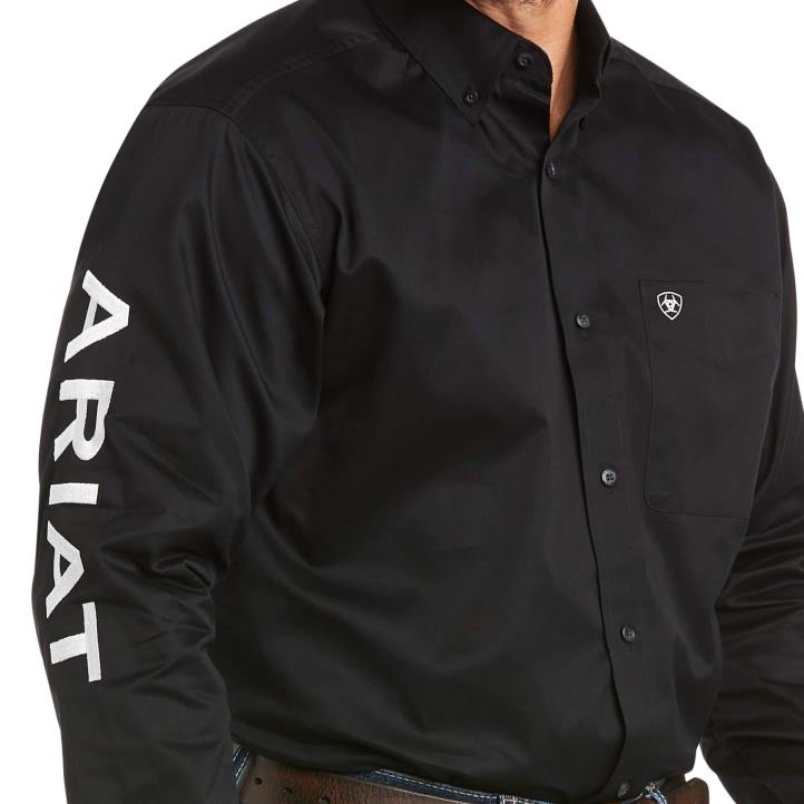 camisa de corte clásico de sarga con logo del equipo Ariat hombres blanco negro tapas 044J940