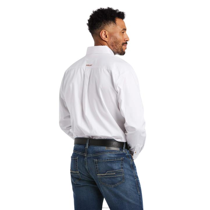 camisa de corte clásico de sarga sólida Ariat hombres blanco tapas 044J939