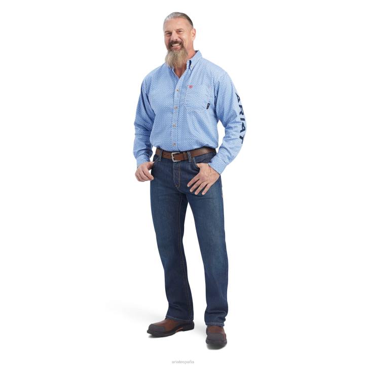 camisa de trabajo con logo fr lanting Ariat hombres estampado turquesa tapas 044J1290