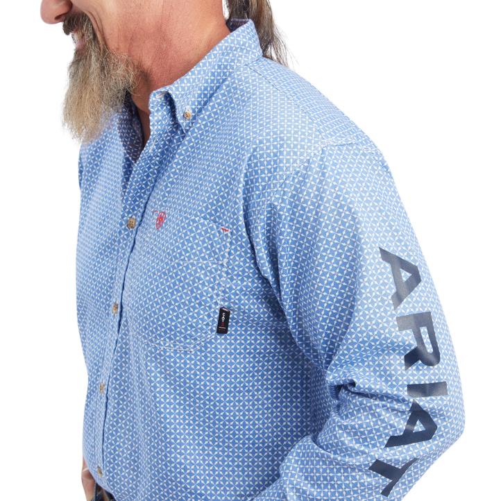 camisa de trabajo con logo fr lanting Ariat hombres estampado turquesa tapas 044J1290