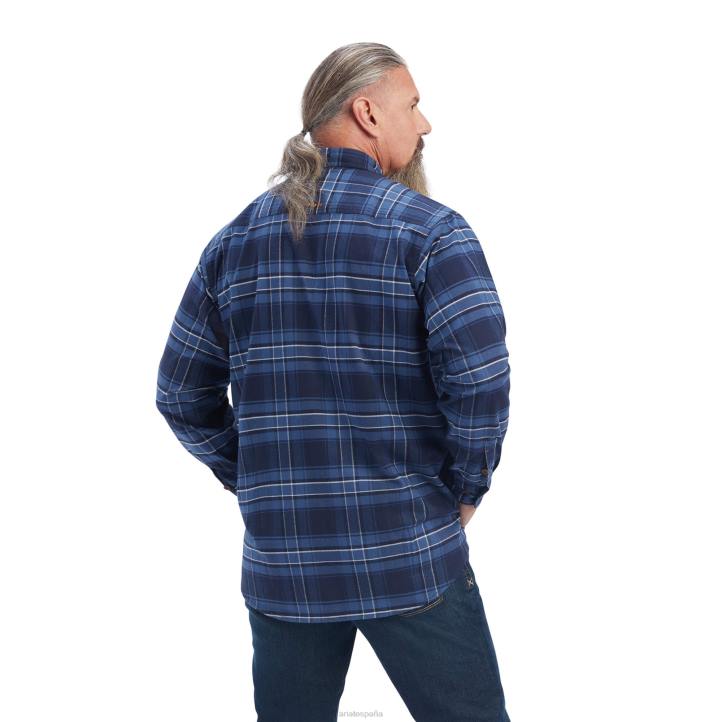 camisa de trabajo durastretch de franela con barras de refuerzo Ariat hombres Armada tapas 044J1115