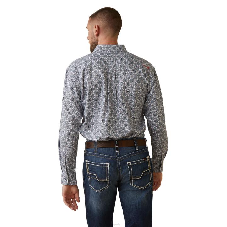 camisa de trabajo elástica con logo de fr amato Ariat hombres estampado de lavanda tapas 044J1303