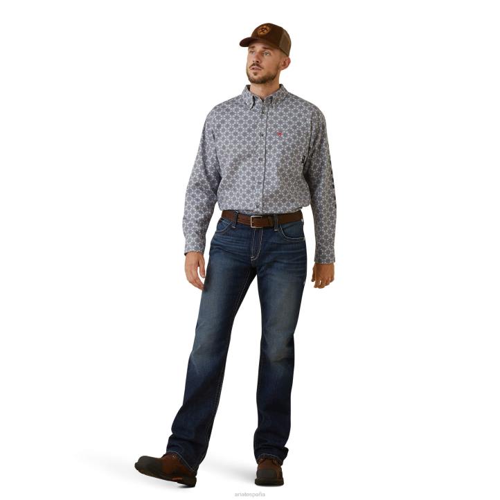 camisa de trabajo elástica con logo de fr amato Ariat hombres estampado de lavanda tapas 044J1303