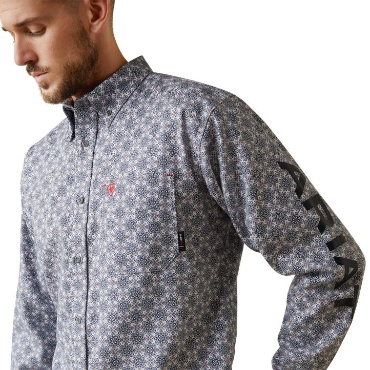 camisa de trabajo elástica con logo de fr amato Ariat hombres estampado de lavanda tapas 044J1303