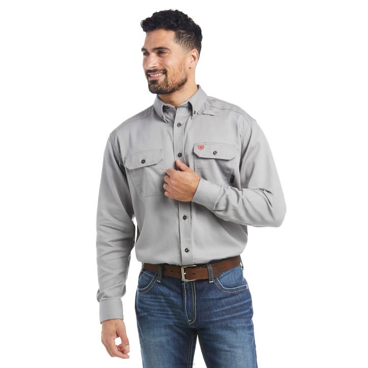 camisa de trabajo sólida fr Ariat hombres zorro plateado tapas 044J1222