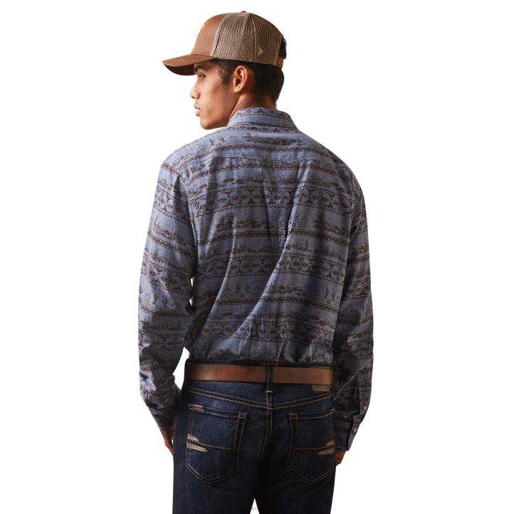 camisa haddington de corte retro Ariat hombres cambray verde polvoriento tapas 044J1325