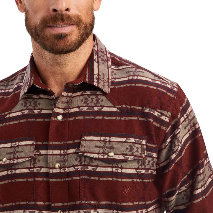 camisa hendrie de corte retro Ariat hombres caoba cereza tapas 044J1254