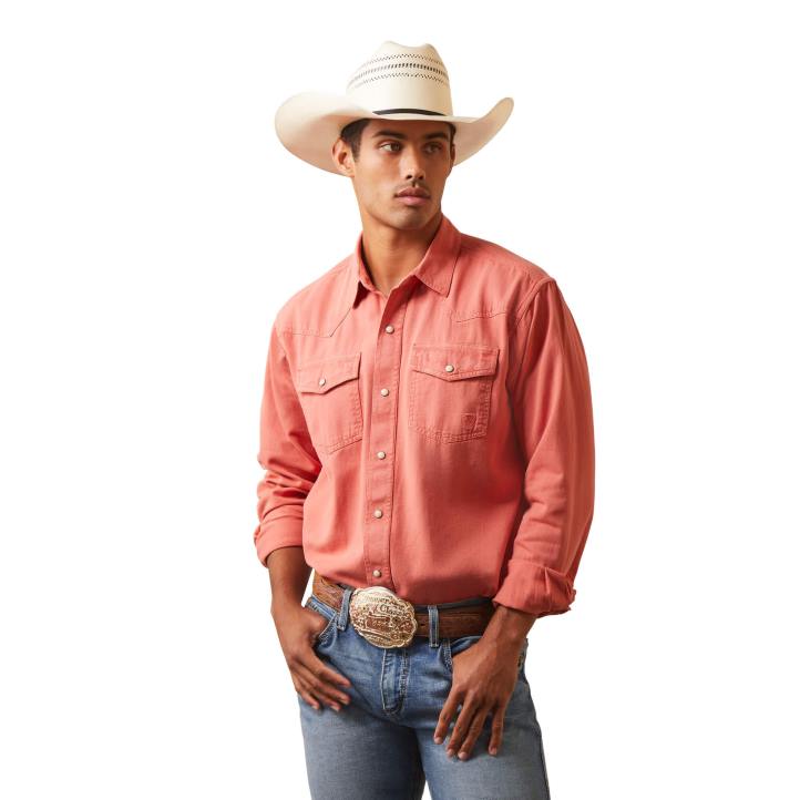 camisa julington retro fit Ariat hombres ladrillo descolorido tapas 044J1258