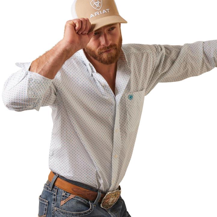 camisa kaine de corte clásico Ariat hombres blanco tapas 044J1008