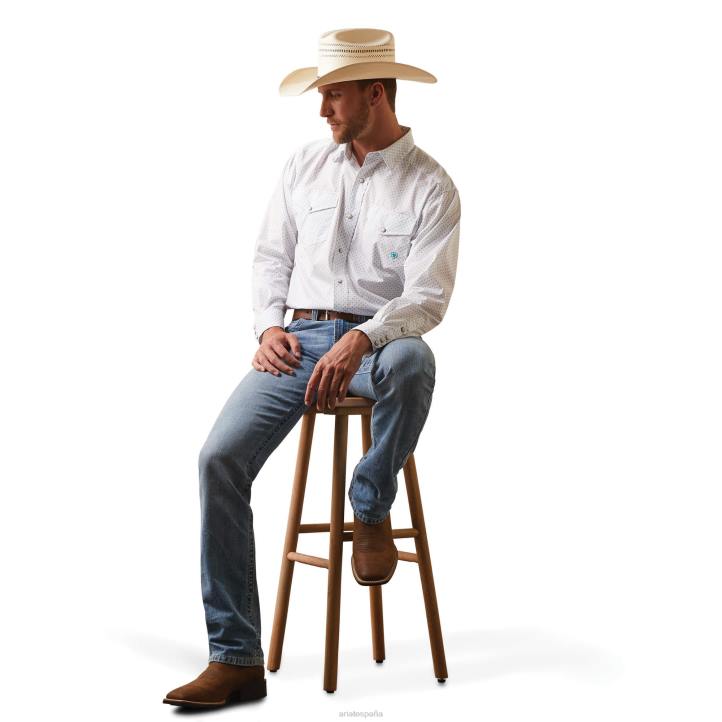 camisa kaine de corte clásico Ariat hombres blanco tapas 044J1357