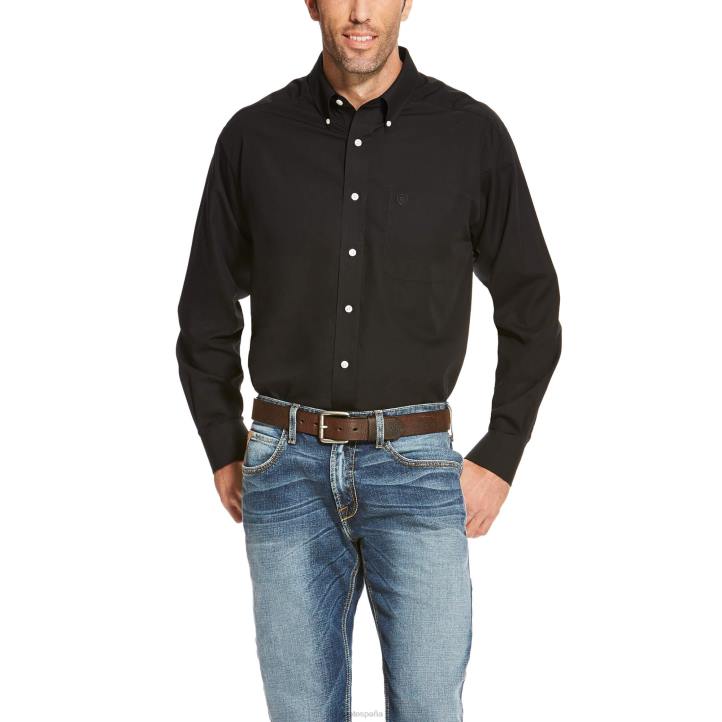 camisa lisa sin arrugas Ariat hombres negro tapas 044J1145