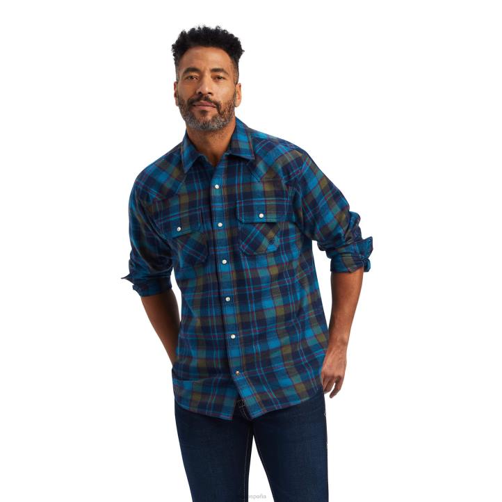 camisa retro fit Halstead Ariat hombres cerceta silvestre tapas 044J1131