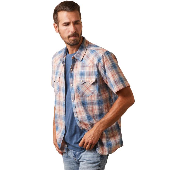 camisa retro fit hadrian Ariat hombres Cielo azul tapas 044J1165