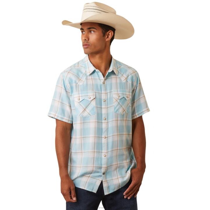 camisa retro fit halbertson Ariat hombres acuático tapas 044J1164