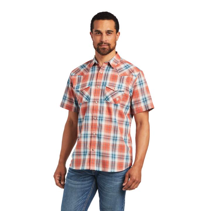 camisa retro fit halcón Ariat hombres jengibre especias tapas 044J1206