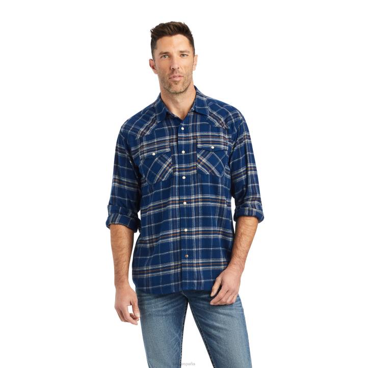 camisa retro fit holcombe Ariat hombres finca azul tapas 044J1342
