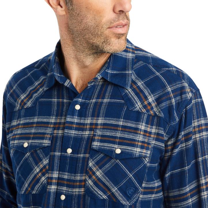 camisa retro fit holcombe Ariat hombres finca azul tapas 044J1342