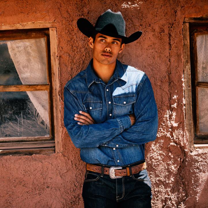 camisa vaquera estilo retro Ariat hombres piedra tapas 044J1251